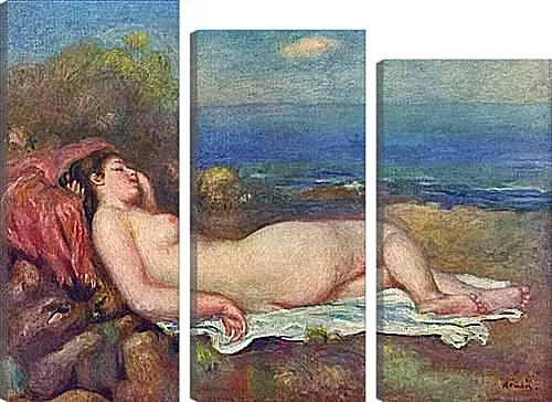 Модульная картина - Sleeping Nude near the Sea. Пьер Огюст Ренуар