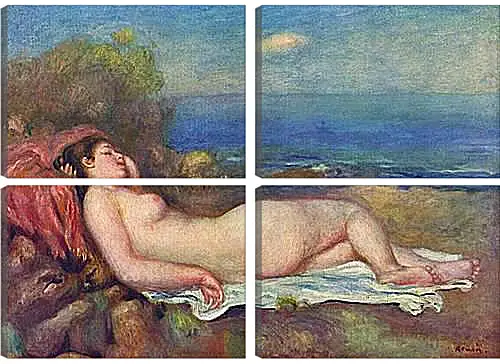 Модульная картина - Sleeping Nude near the Sea. Пьер Огюст Ренуар