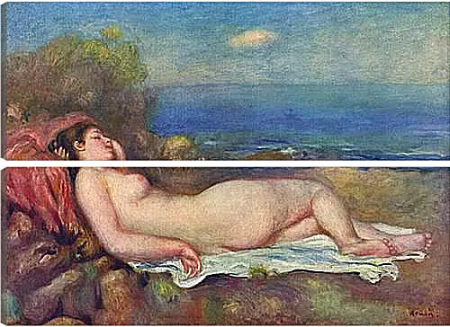 Модульная картина - Sleeping Nude near the Sea. Пьер Огюст Ренуар