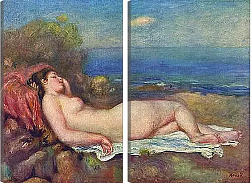 Модульная картина - Sleeping Nude near the Sea. Пьер Огюст Ренуар