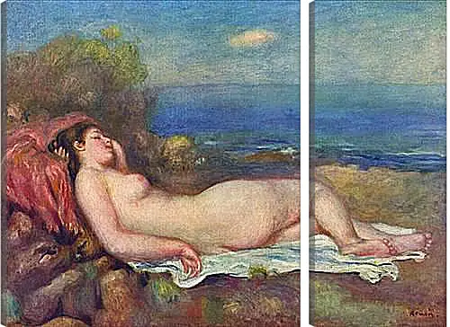 Модульная картина - Sleeping Nude near the Sea. Пьер Огюст Ренуар