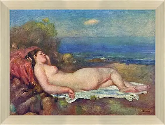 Картина в раме - Sleeping Nude near the Sea. Пьер Огюст Ренуар