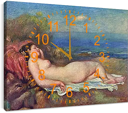 Часы картина - Sleeping Nude near the Sea. Пьер Огюст Ренуар