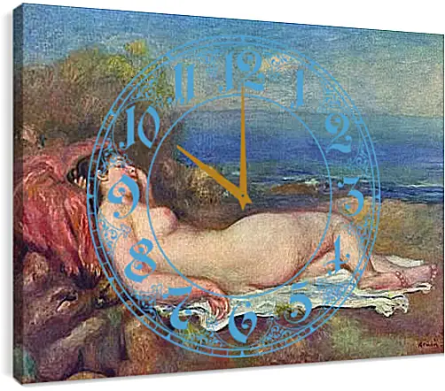 Часы картина - Sleeping Nude near the Sea. Пьер Огюст Ренуар