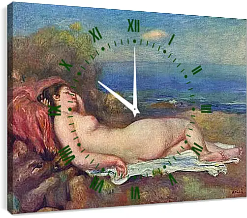 Часы картина - Sleeping Nude near the Sea. Пьер Огюст Ренуар