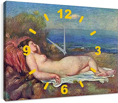 Часы картина - Sleeping Nude near the Sea. Пьер Огюст Ренуар