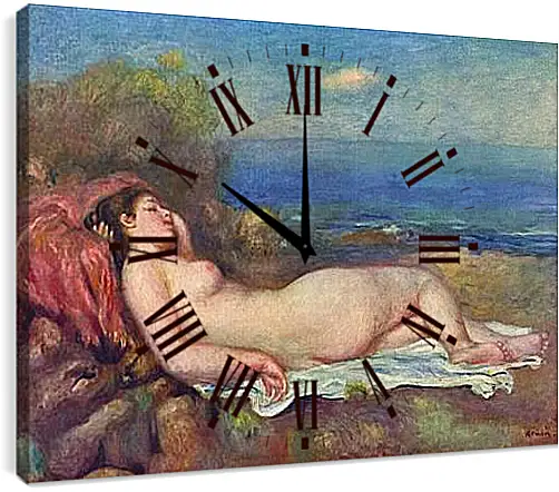 Часы картина - Sleeping Nude near the Sea. Пьер Огюст Ренуар