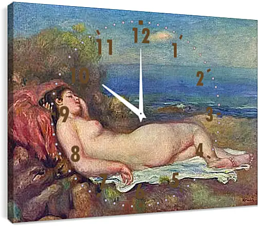 Часы картина - Sleeping Nude near the Sea. Пьер Огюст Ренуар