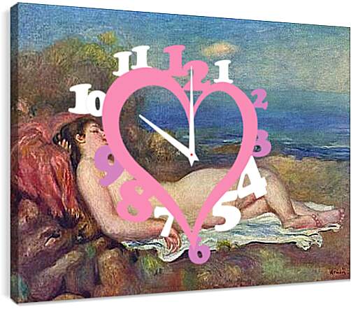 Часы картина - Sleeping Nude near the Sea. Пьер Огюст Ренуар