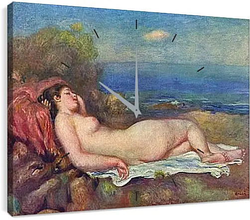 Часы картина - Sleeping Nude near the Sea. Пьер Огюст Ренуар