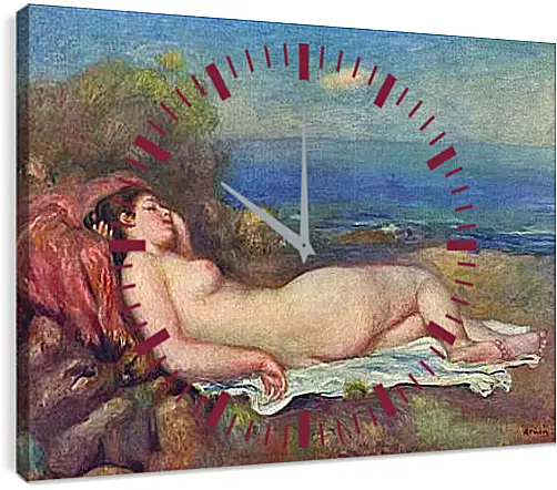 Часы картина - Sleeping Nude near the Sea. Пьер Огюст Ренуар