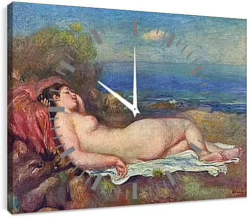 Часы картина - Sleeping Nude near the Sea. Пьер Огюст Ренуар