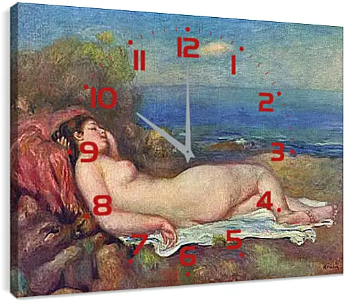 Часы картина - Sleeping Nude near the Sea. Пьер Огюст Ренуар