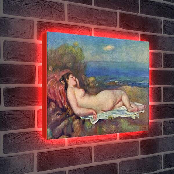 Лайтбокс световая панель - Sleeping Nude near the Sea. Пьер Огюст Ренуар
