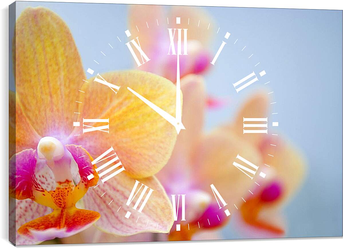Часы картина - Желтая орхидея