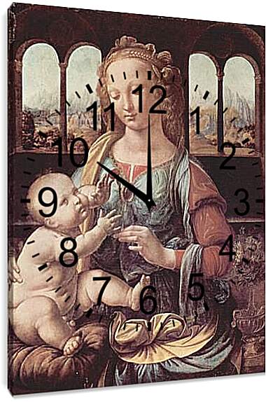 Часы картина - Мадонна с гвоздикой. Леонардо да Винчи