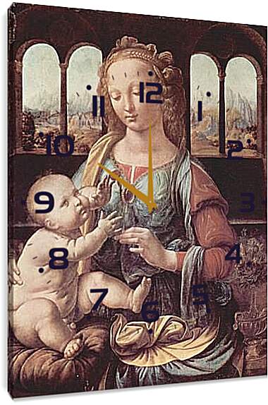 Часы картина - Мадонна с гвоздикой. Леонардо да Винчи