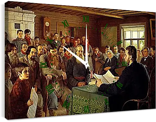 Часы картина - Воскресное чтение в сельской школе. Богданов Николай