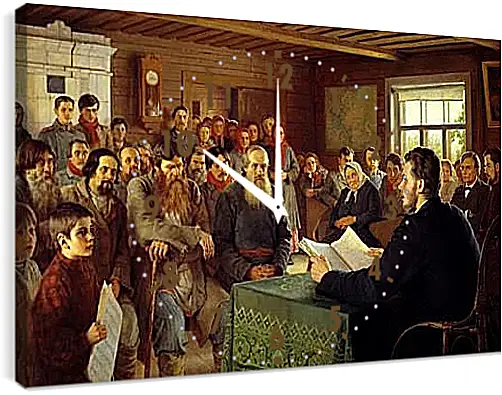Часы картина - Воскресное чтение в сельской школе. Богданов Николай