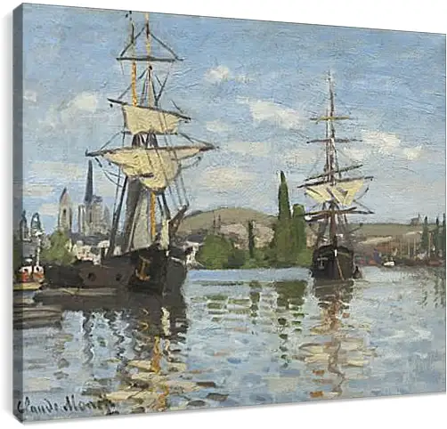 Постер и плакат - Ships Sailing on the Seine at Rouen, 1872. Клод Моне