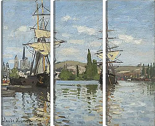 Модульная картина - Ships Sailing on the Seine at Rouen, 1872. Клод Моне