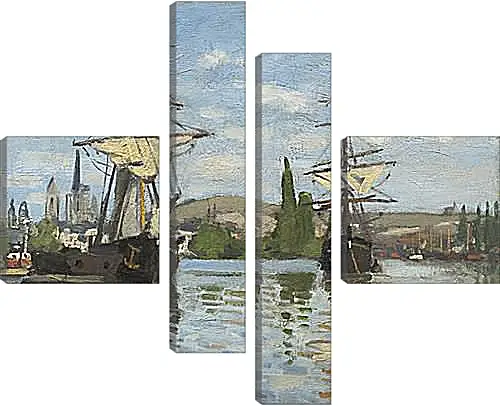 Модульная картина - Ships Sailing on the Seine at Rouen, 1872. Клод Моне