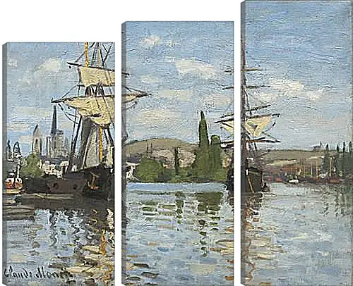 Модульная картина - Ships Sailing on the Seine at Rouen, 1872. Клод Моне