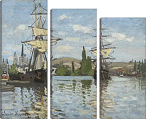 Модульная картина - Ships Sailing on the Seine at Rouen, 1872. Клод Моне