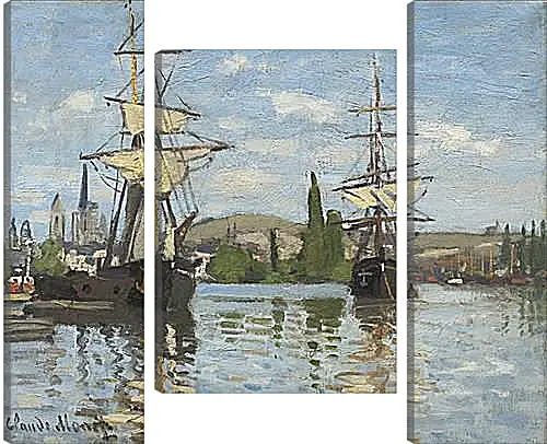 Модульная картина - Ships Sailing on the Seine at Rouen, 1872. Клод Моне