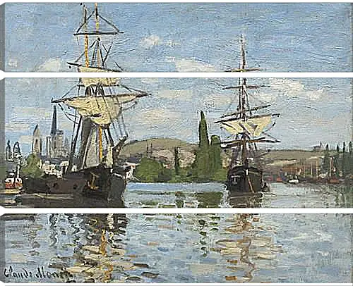 Модульная картина - Ships Sailing on the Seine at Rouen, 1872. Клод Моне