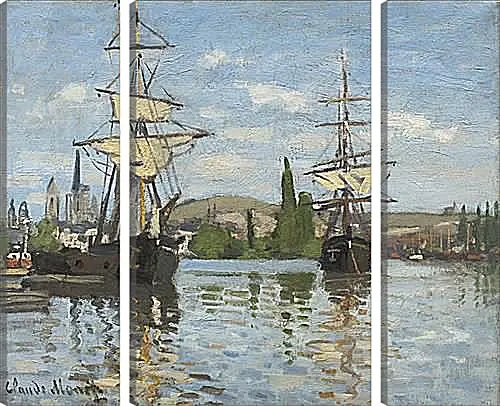 Модульная картина - Ships Sailing on the Seine at Rouen, 1872. Клод Моне