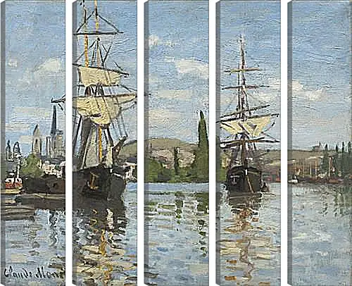 Модульная картина - Ships Sailing on the Seine at Rouen, 1872. Клод Моне