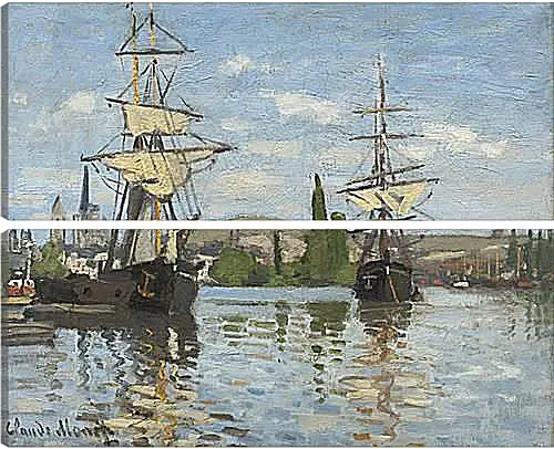 Модульная картина - Ships Sailing on the Seine at Rouen, 1872. Клод Моне