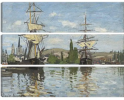 Модульная картина - Ships Sailing on the Seine at Rouen, 1872. Клод Моне