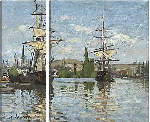 Модульная картина - Ships Sailing on the Seine at Rouen, 1872. Клод Моне