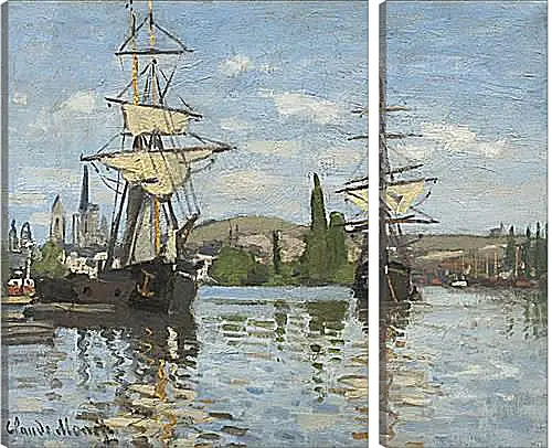 Модульная картина - Ships Sailing on the Seine at Rouen, 1872. Клод Моне