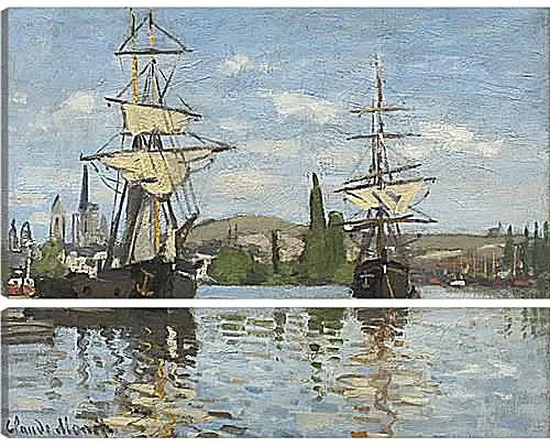 Модульная картина - Ships Sailing on the Seine at Rouen, 1872. Клод Моне