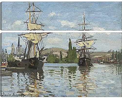 Модульная картина - Ships Sailing on the Seine at Rouen, 1872. Клод Моне