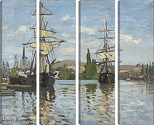 Модульная картина - Ships Sailing on the Seine at Rouen, 1872. Клод Моне