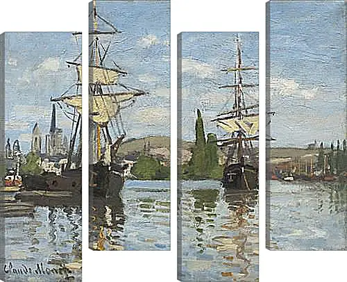 Модульная картина - Ships Sailing on the Seine at Rouen, 1872. Клод Моне