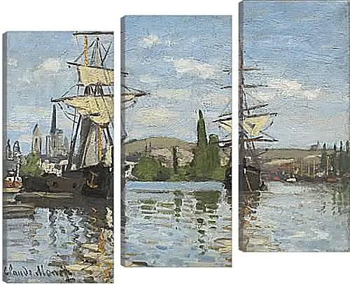 Модульная картина - Ships Sailing on the Seine at Rouen, 1872. Клод Моне