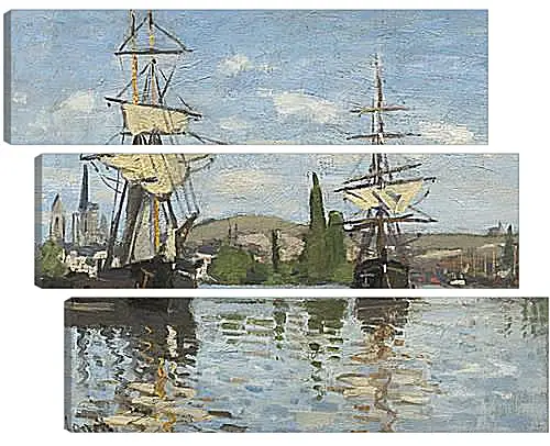 Модульная картина - Ships Sailing on the Seine at Rouen, 1872. Клод Моне