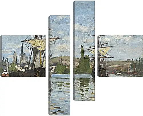 Модульная картина - Ships Sailing on the Seine at Rouen, 1872. Клод Моне