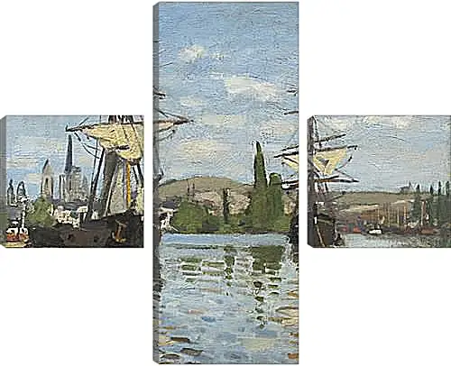 Модульная картина - Ships Sailing on the Seine at Rouen, 1872. Клод Моне