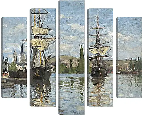 Модульная картина - Ships Sailing on the Seine at Rouen, 1872. Клод Моне