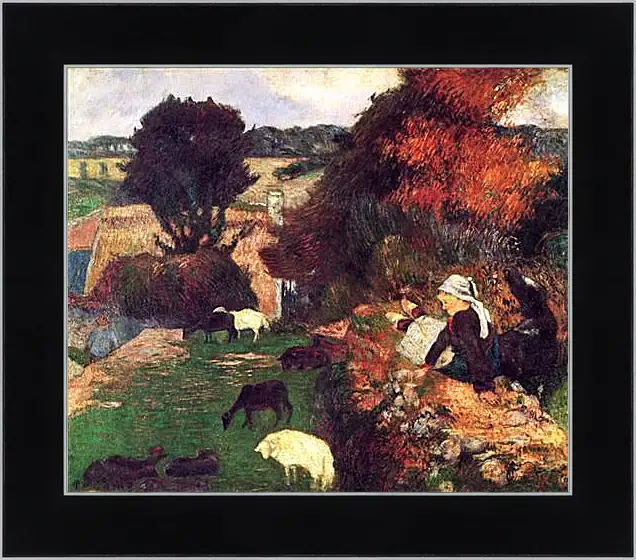 Картина в раме - La bergere bretonne. Поль Гоген