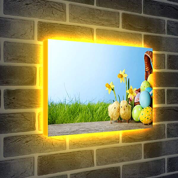 Лайтбокс световая панель - Пасхальная корзинка и цветочки