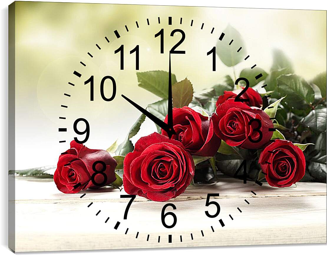 Часы картина - Красные розы
