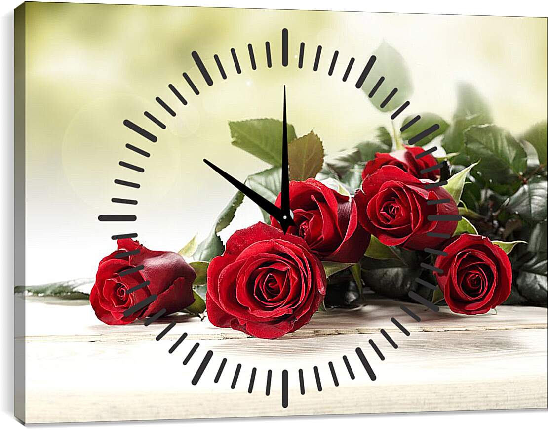Часы картина - Красные розы
