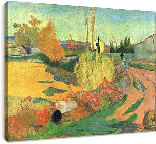 Постер и плакат - Farmhouse from Arles, or Landscape from Arles. Поль Гоген